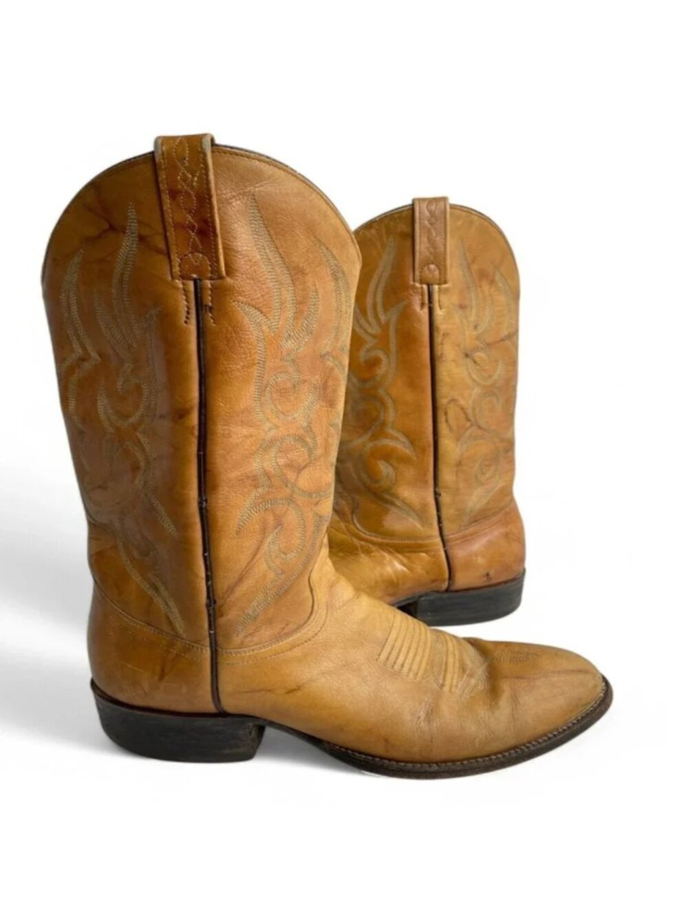 Vintage J. Chisholm Marbled Deerskin Leather Western Cowboy Boots Men's 9 D